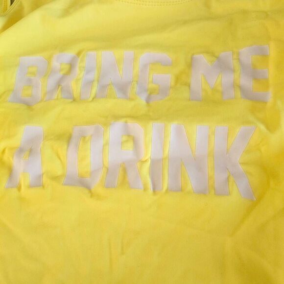 Neon yellow one piece Swimsuit Sz Small Bring me a drink - Picture 4 of 6